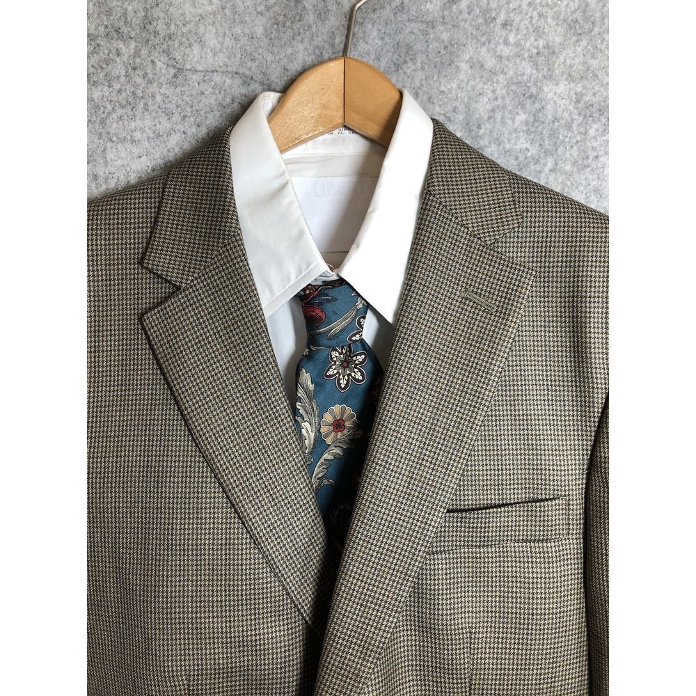 Pronto Uomo Platinum Blazer 42S Wool Brown Houndstooth Business Casual Classic